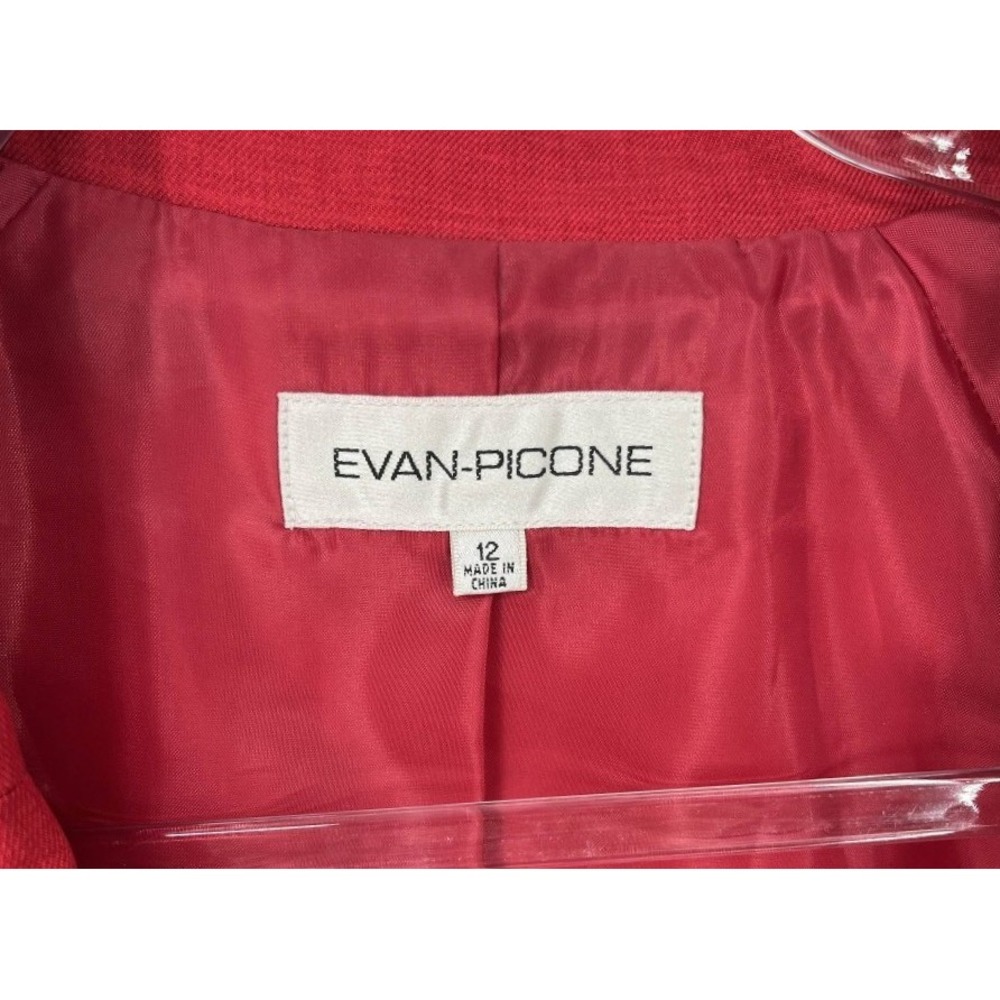 Evan Picone Womens Blazer 12 Red Belted 3/4 Sleeve Office Workwear Teacher - Picture 5 of 7
